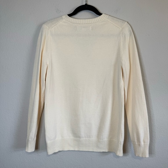 Amazon Essentials Ivory Cream V Neck Long Sleeve Cotton Sweater Size Medium - Picture 5 of 9